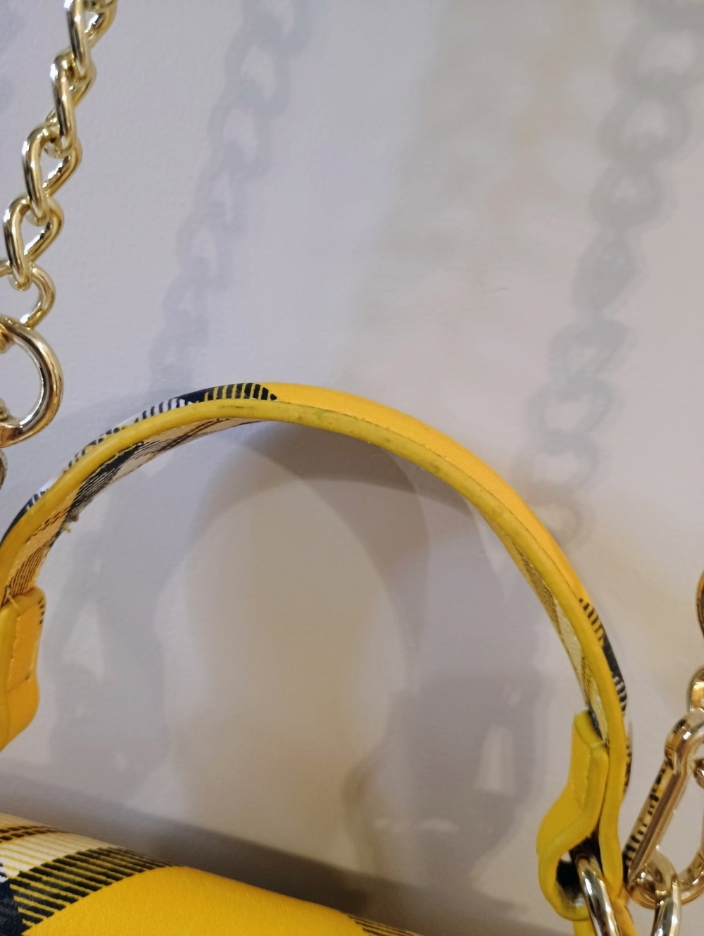 Steve Madden Yellow Plaid Mini Crossbody Bag with Chain Strap - Picture 4 of 8